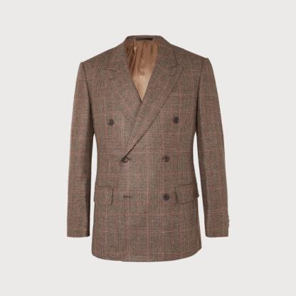 Kingsman Slim-Fit Brown Checked Jacket