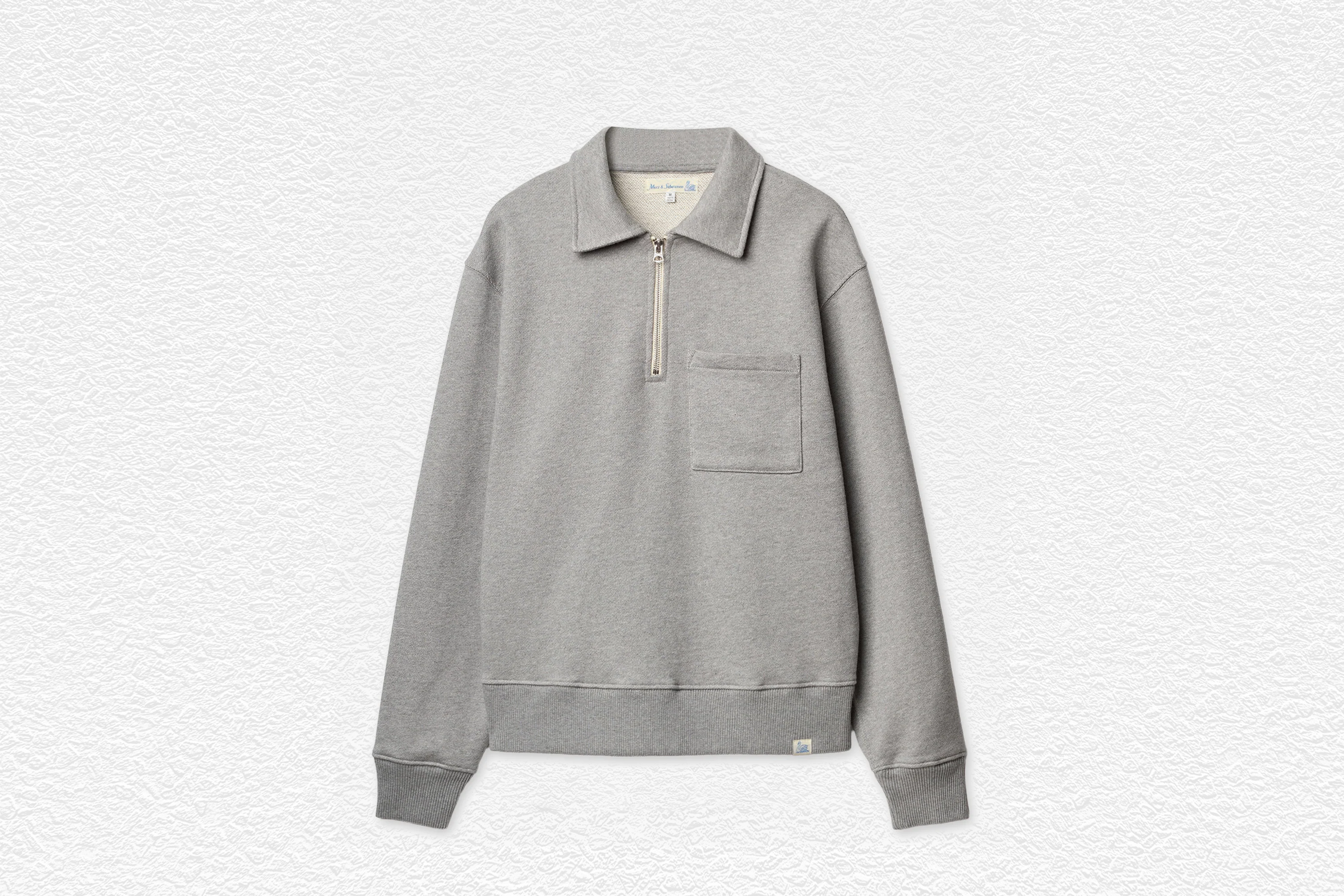 Fleece Polo Collared Half-Zip Cotton Sweatshirt