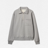 Fleece Polo Collared Half-Zip Cotton Sweatshirt