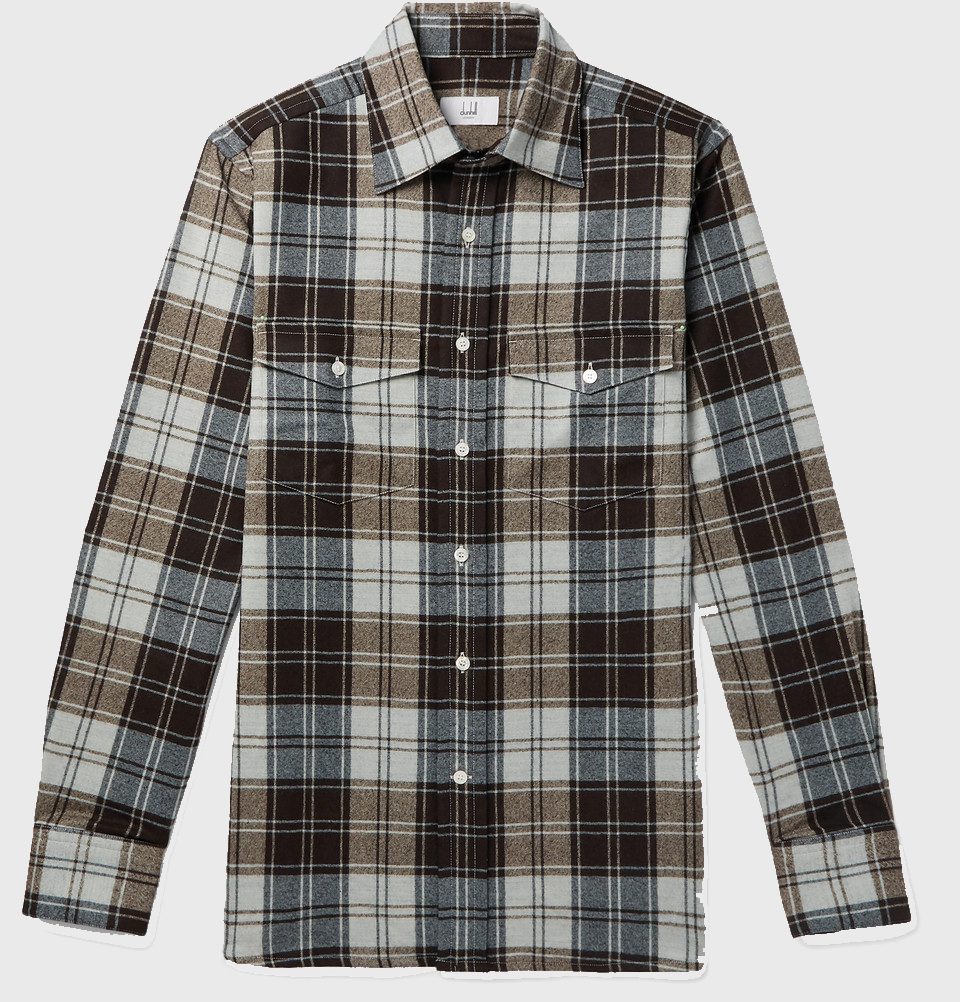 Dunhill Checked Cotton-Flannel Western Shirt