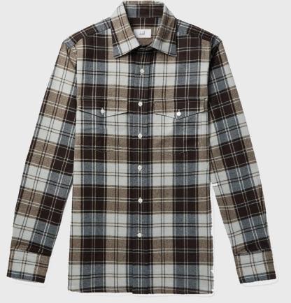 Dunhill Checked Cotton-Flannel Western Shirt