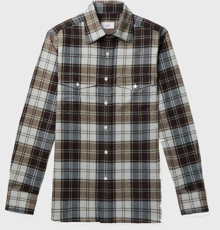 Dunhill Checked Cotton-Flannel Western Shirt