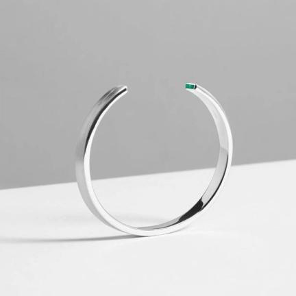 7mm Silver and Emerald Cuff