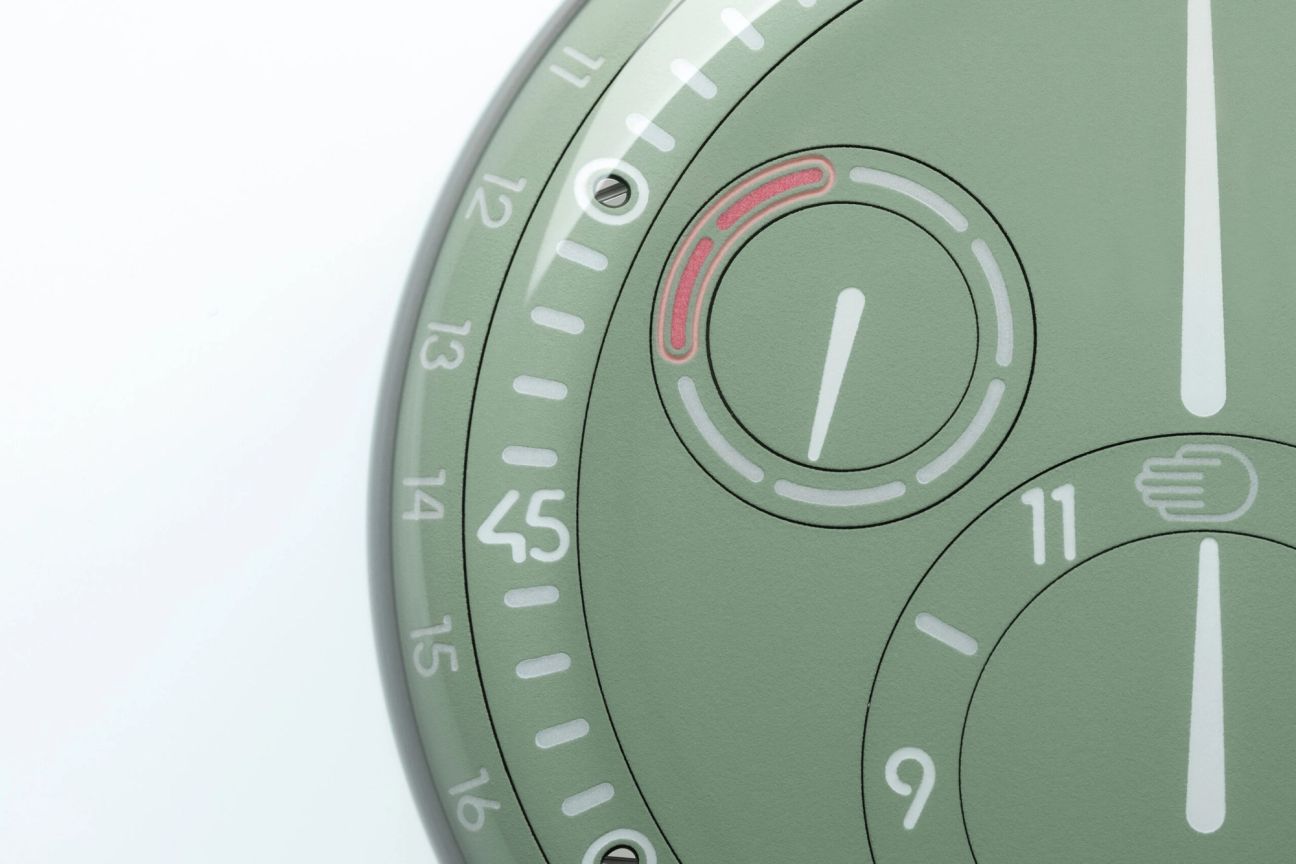 Day dial on Ressence Type 3 EE in Eucalyptus Green
