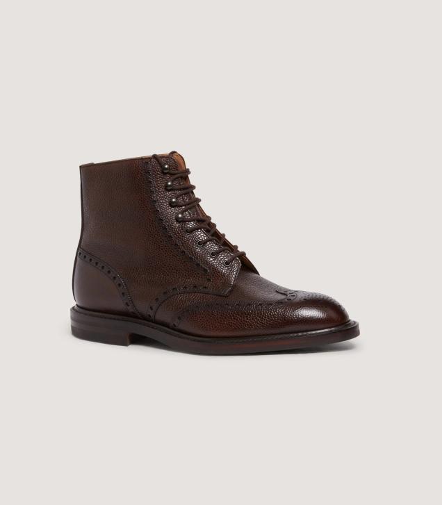 Men’s Grain Leather Derby Brogue Boot With Danite Sole