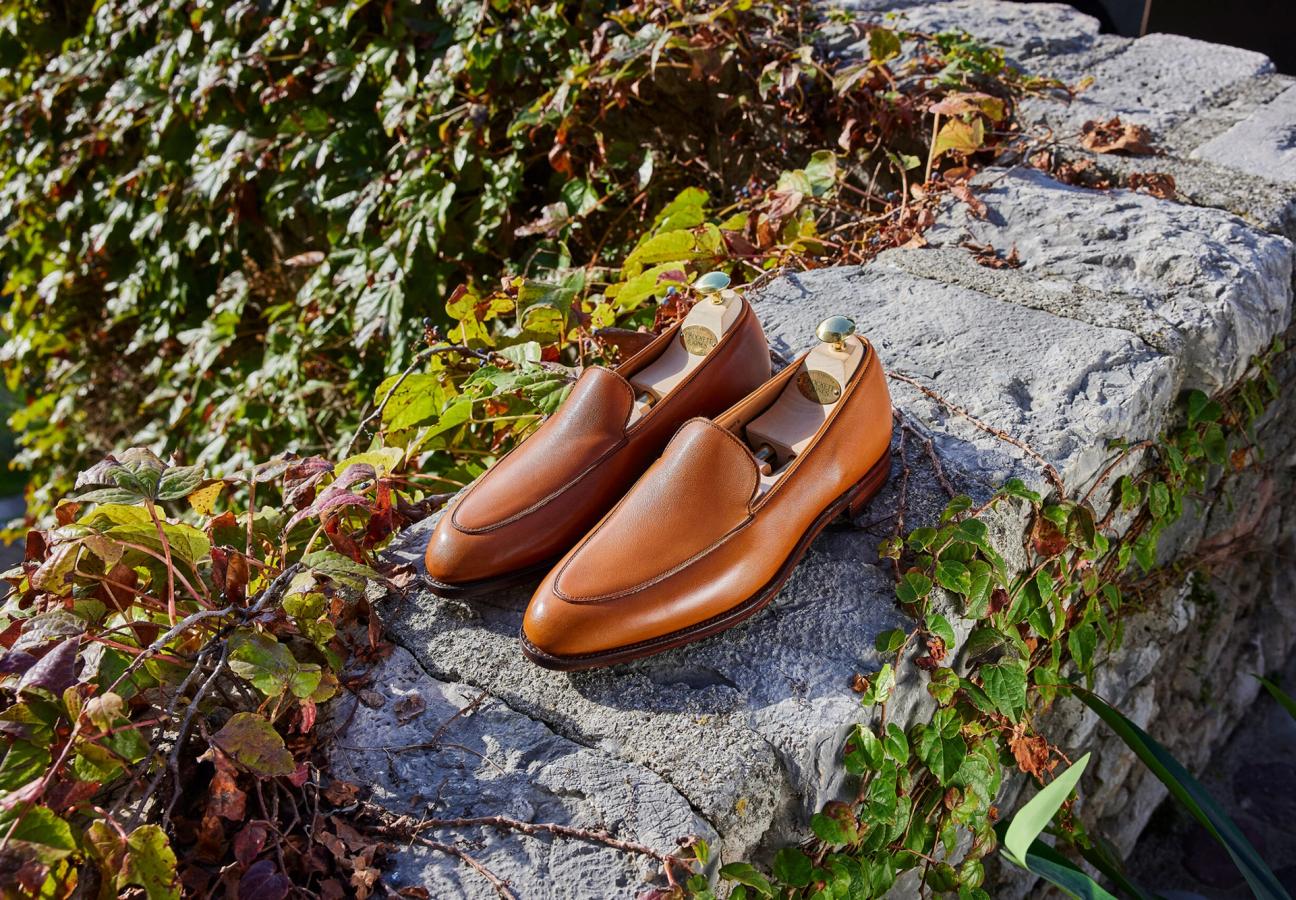 Pair of Crockett and Jones Cannes Tan Milled Calf Superflex Leather Sole Shoes