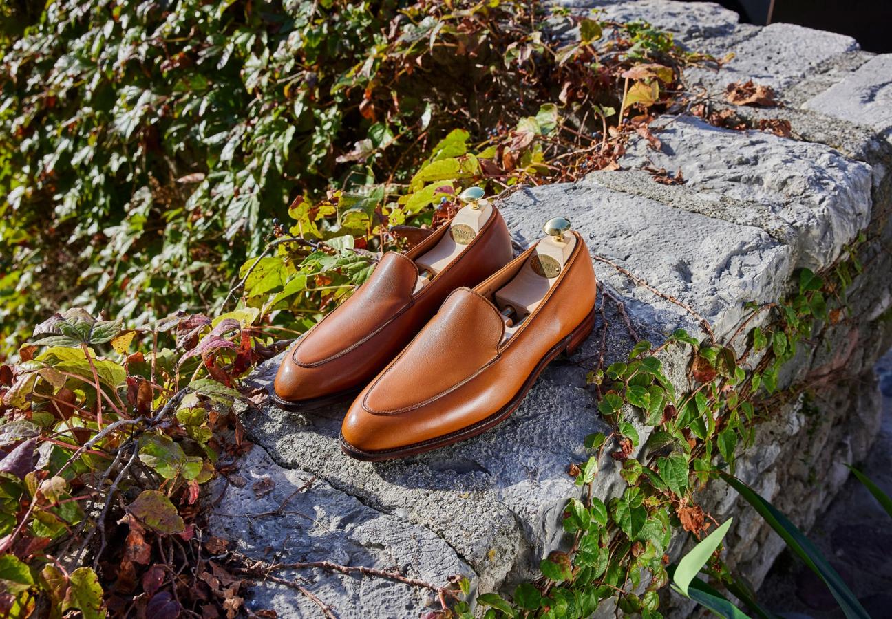 Pair of Crockett and Jones Cannes Tan Milled Calf Superflex Leather Sole Shoes