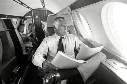 Gianni Agnelli on a plane