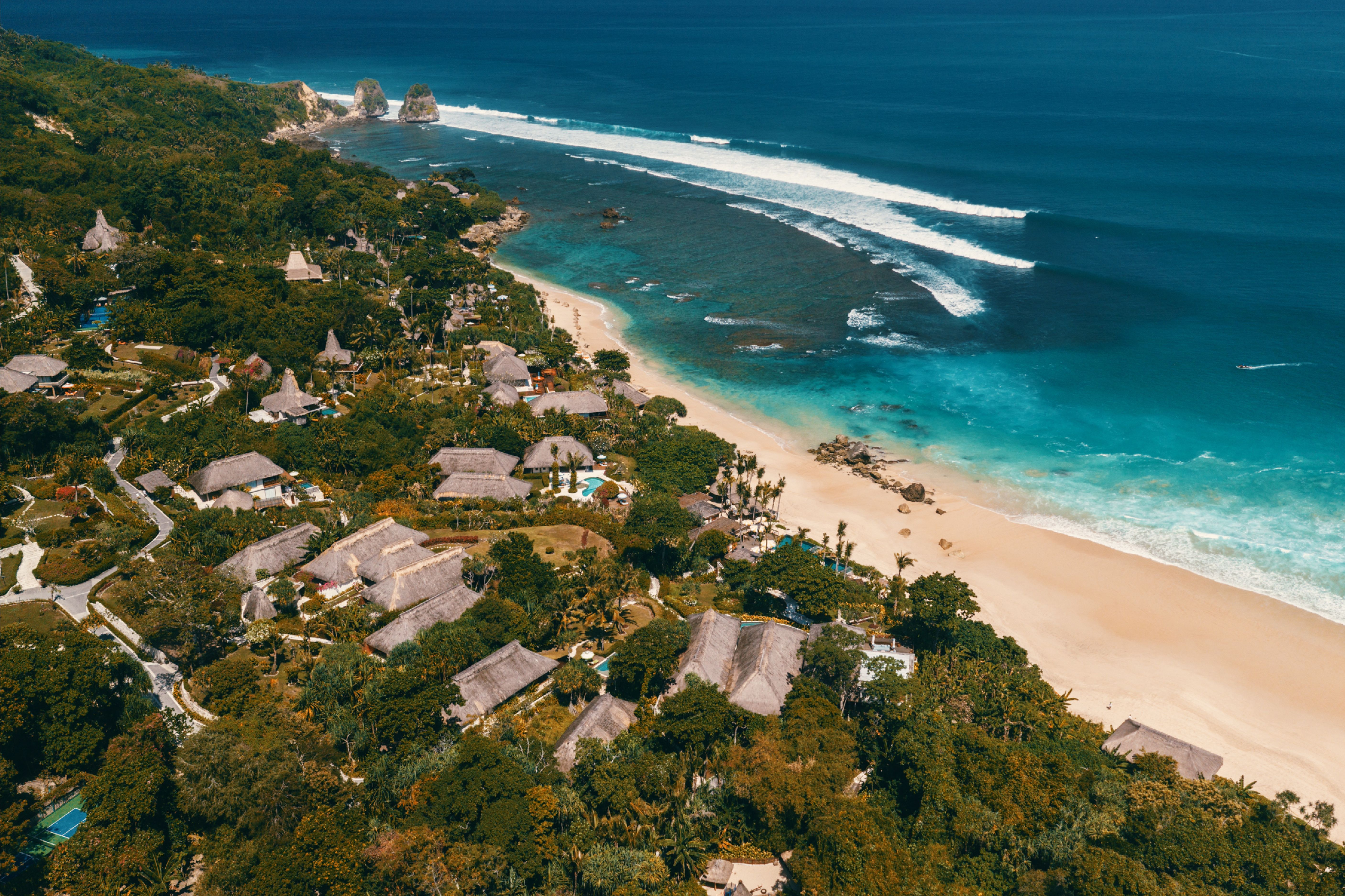 Aerial view of NIHI Sumba and its coastline