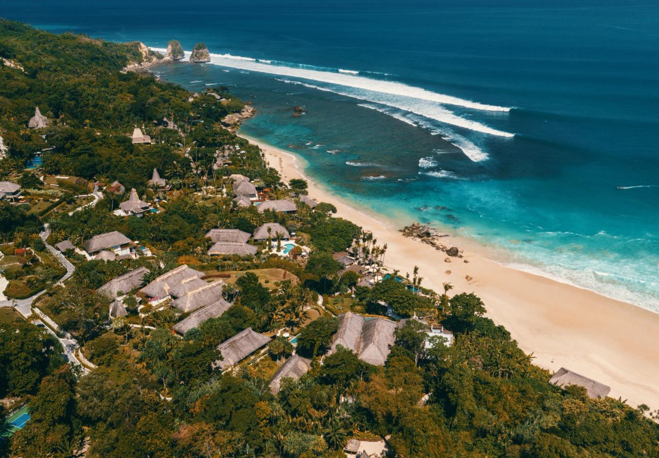Aerial view of NIHI Sumba and its coastline