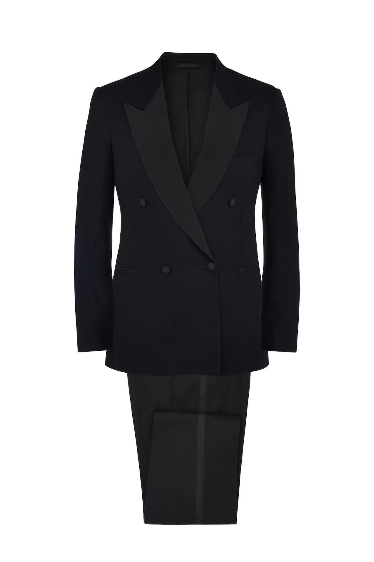 Black Wool Double Breasted Wool Suit