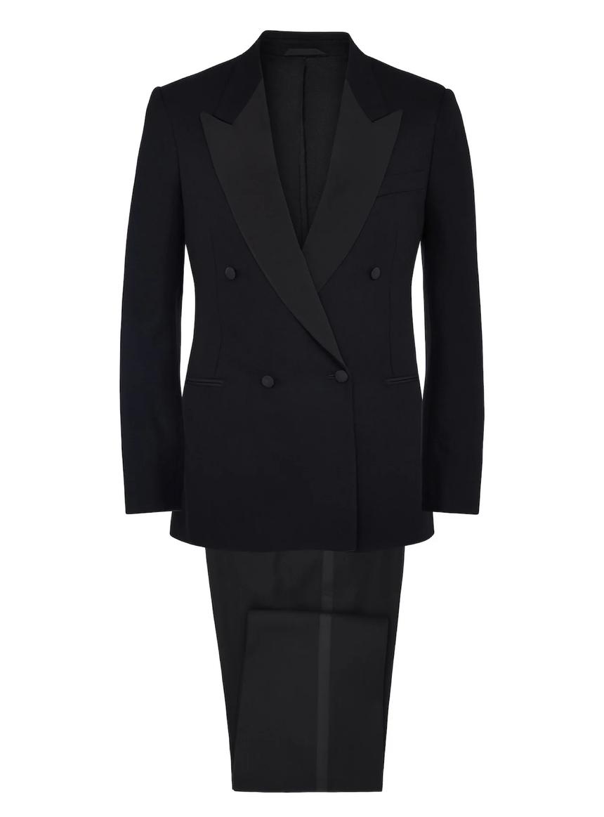 Costume croisé en laine noire