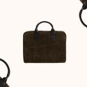 Hylton Chestnut Brown Suede Briefcase