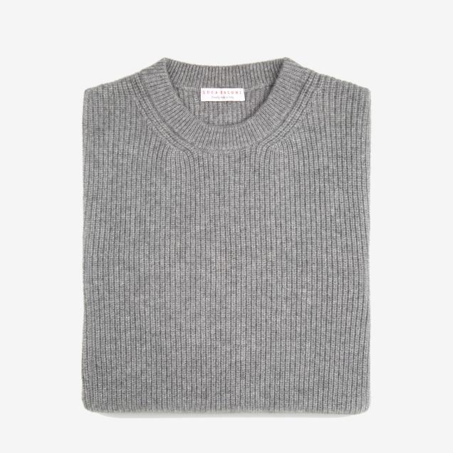 Dolomiti Grey Chunky Knit Cashmere Crew Neck