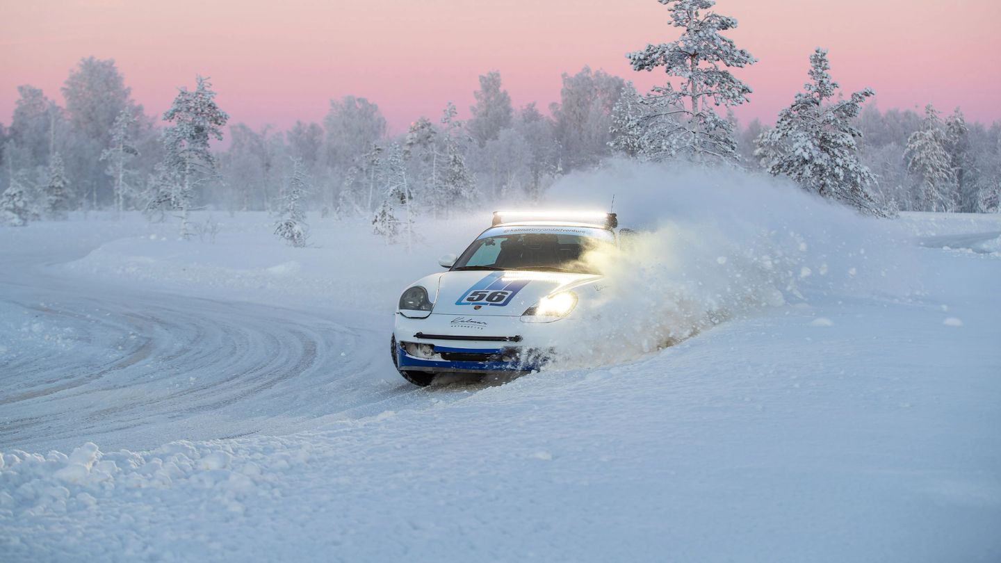 We rally a mutant Porsche 911 through a frozen Finnish forest