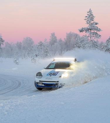 We rally a mutant Porsche 911 through a frozen Finnish forest