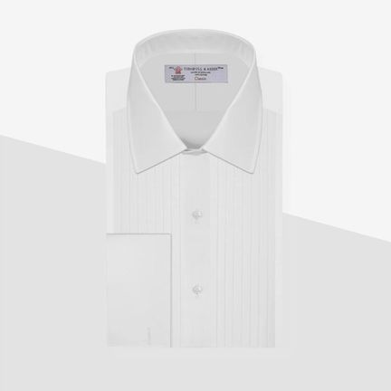 Turnbull & Asser white pleated cotton dress shirt