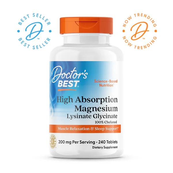 Doctor's Best Magnesiumglycinat/-lysinat mit hoher Bioverfügbarkeit