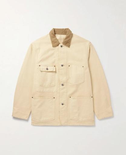 Corduroy-Trimmed Canvas Coverall Jacket
