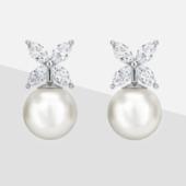 Blackacre 'Marquise' Diamond & Pearl Studs