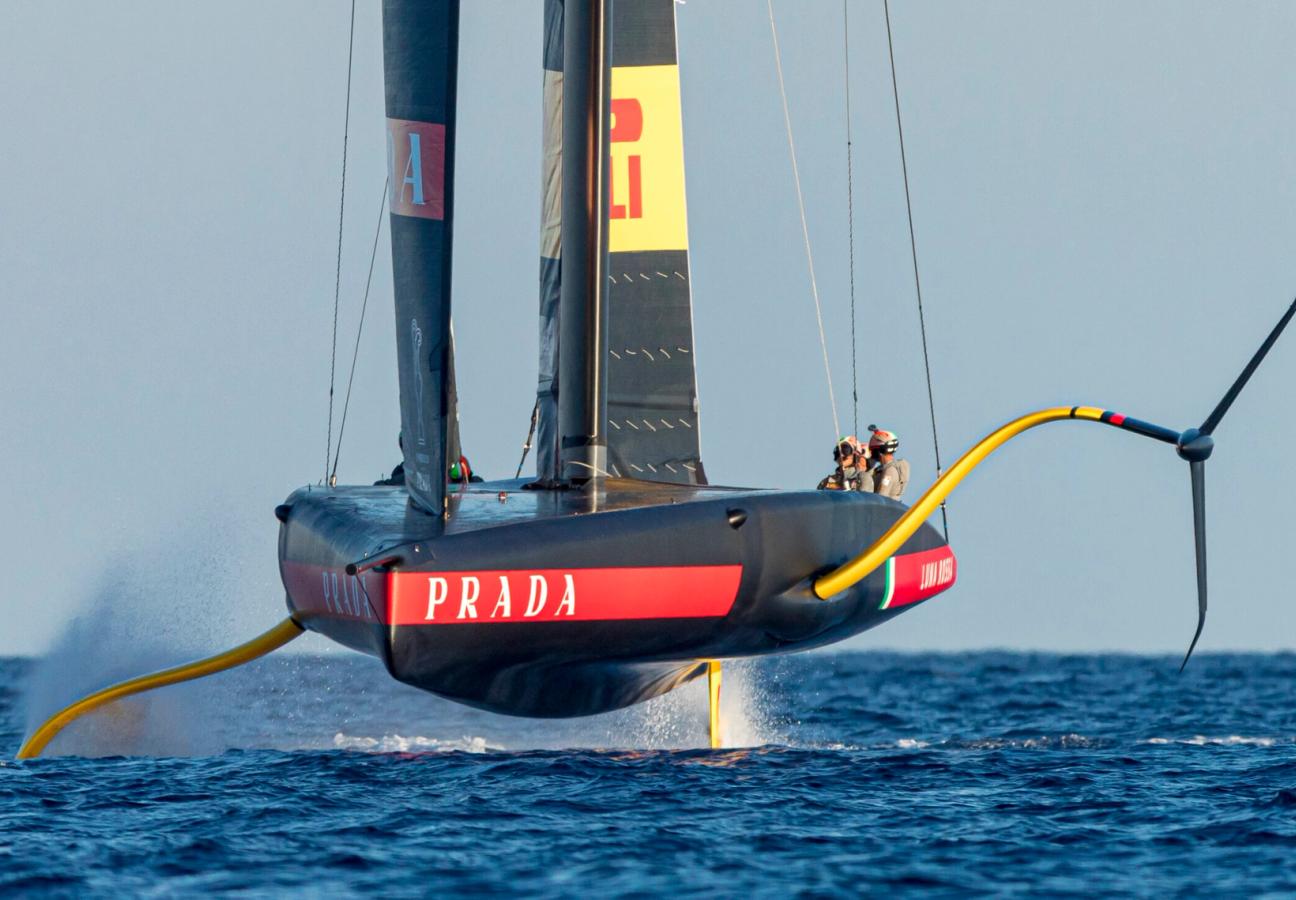 Luna Rossa Prada Pirelli sailing team in the water