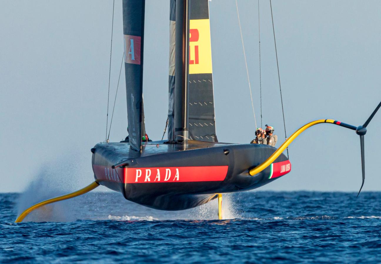 Luna Rossa Prada Pirelli sailing team in the water