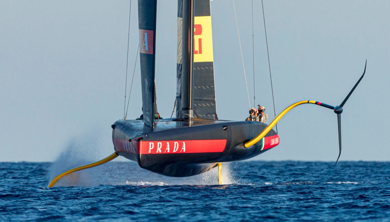Luna Rossa Prada Pirelli sailing team in the water