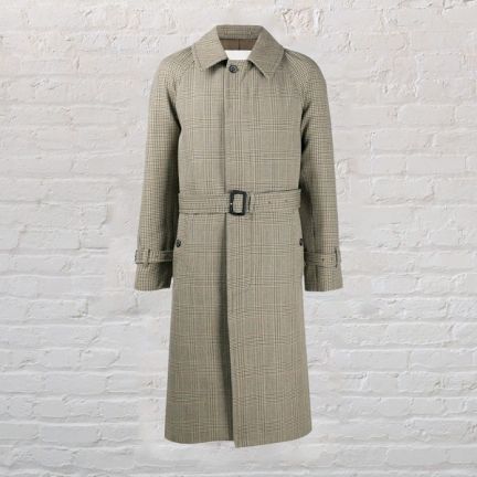 Mackintosh belted houndstooth trench coat