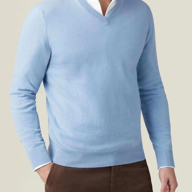 Sky blue cashmere v neck