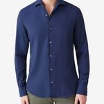 Luca Faloni Navy Blue Cashmere Cotton Shirt