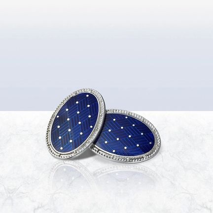 Longmire Basket Blue Enamel Cufflinks