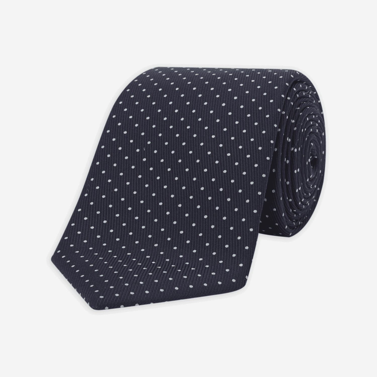 Slim Navy and White Silk Tie