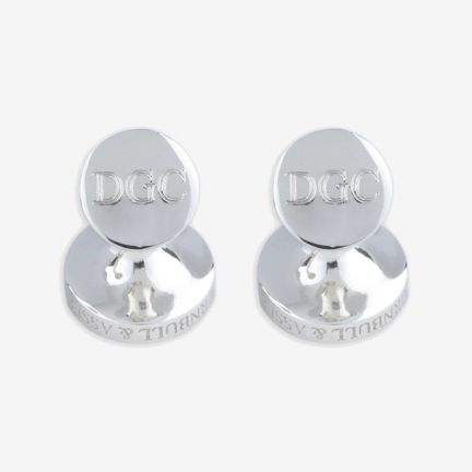 Turnbull & Asser Monogrammed Silver Button Cufflinks