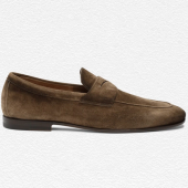 Santoni Brown Suede Carlo Loafer