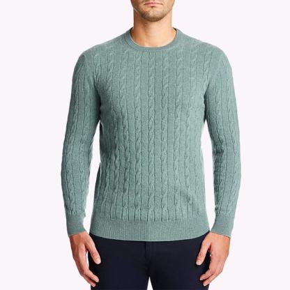 Marine Green Pure Cashmere Cable Knit