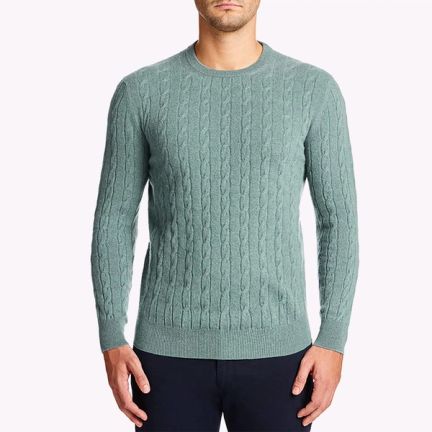 Marine Green Pure Cashmere Cable Knit