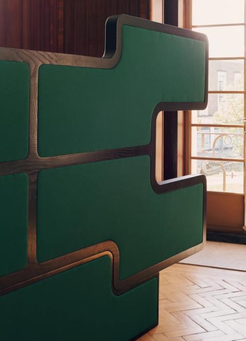 Green cotton satin on the reverse references the colourful linings of Boateng’s tailoring.