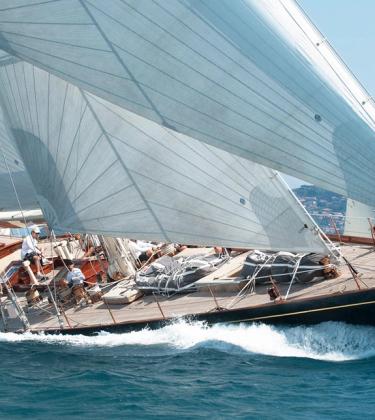the shamrock v charter yacht epitomises 1930s glamour.