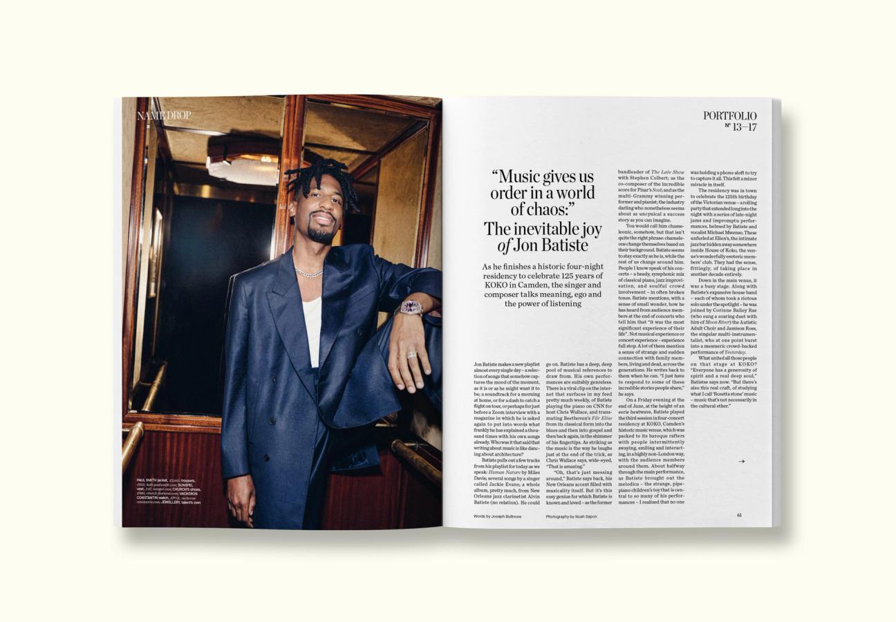 Intervista a Jon Batiste su una rivista