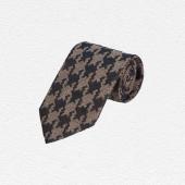 Richard Anderson Oatmeal Houndstooth Wool Tie