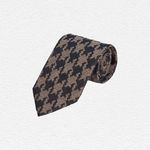 Richard Anderson Oatmeal Houndstooth Wool Tie
