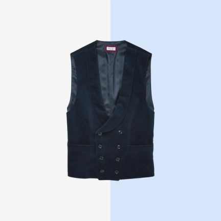 Slim-Fit Shawl-Collar Double-Breasted Cotton-Velvet Waistcoat by Brunello Cucinelli