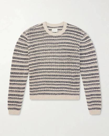 Striped Open-Knit Cotton-Blend Sweater