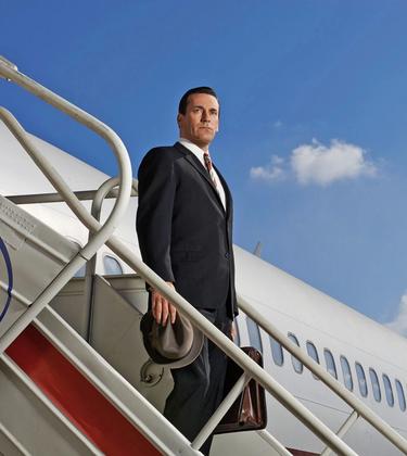 Don Draper exiting a plane