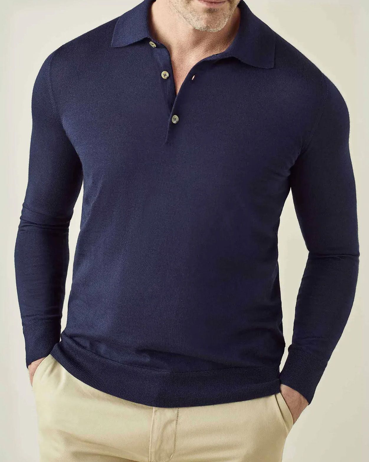 Navy Blue Silk Cashmere Polo