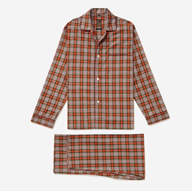 New & Lingwood’s Orange Tartan Check Pyjamas