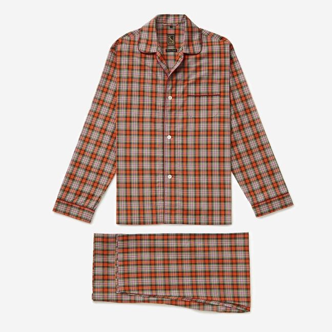 New & Lingwood’s Orange Tartan Check Pyjamas