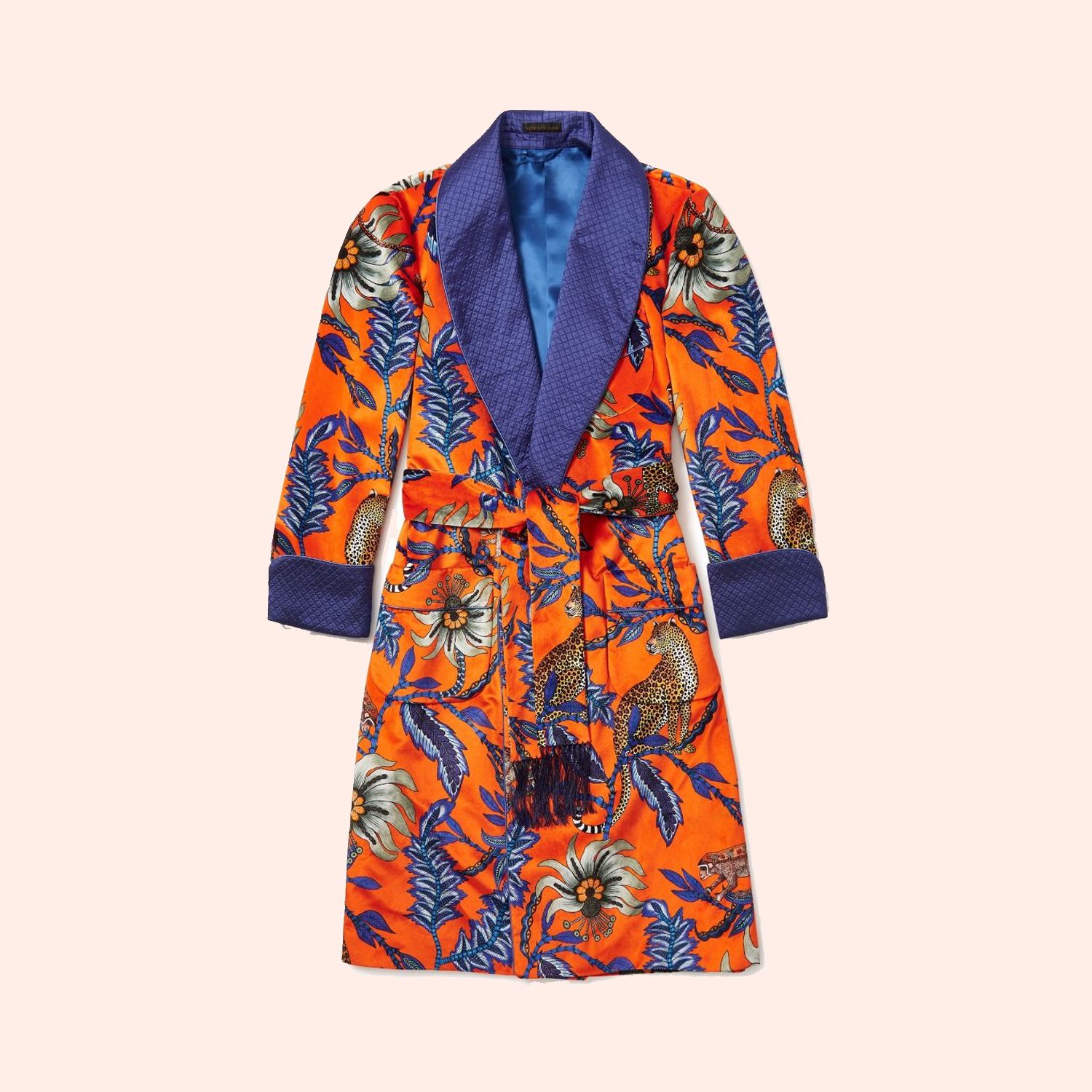 New & Lingwood Stalking Leopard Velvet Robe