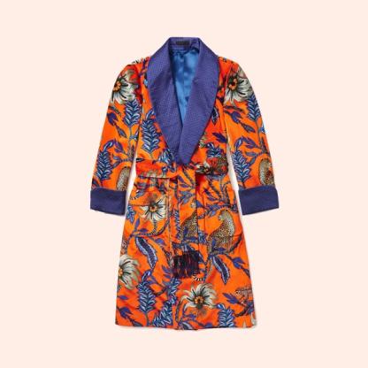 New & Lingwood Stalking Leopard Velvet Robe