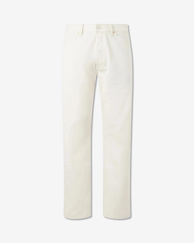 Straight-Leg Leather-Trimmed Jeans